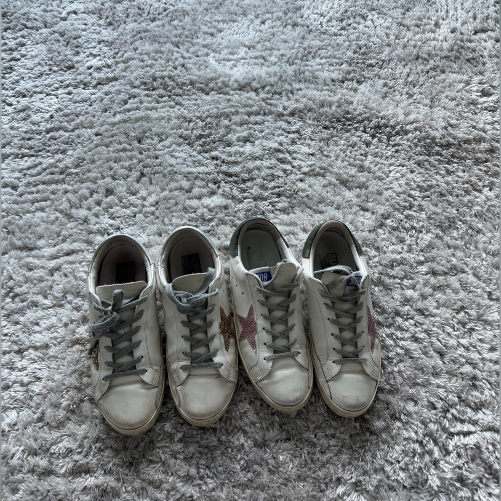2 Pairs Golden Goose look alike sneakers  – Gold & Pink Glitter
